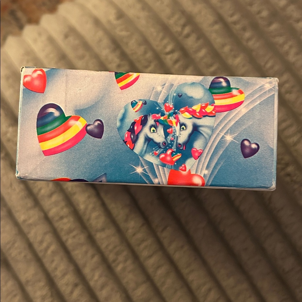 Lisa Frank Pencil Box Unicorn Rainbow Love Hearts Pencil Cardboard Box 1980s - Picture 10 of 10